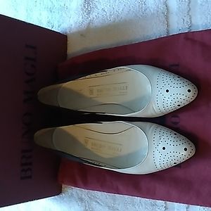 Bruno Magli white and blue slip on